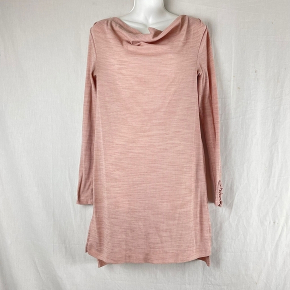 Anthropologie Pure + Good Ribbed Cowl Neck Long Sleeve Mini Dress - Picture 3 of 10